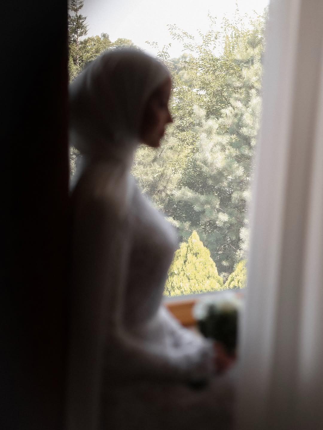 Modest Lace Bridal Gown with Flowing Cape - Hijab Friendly