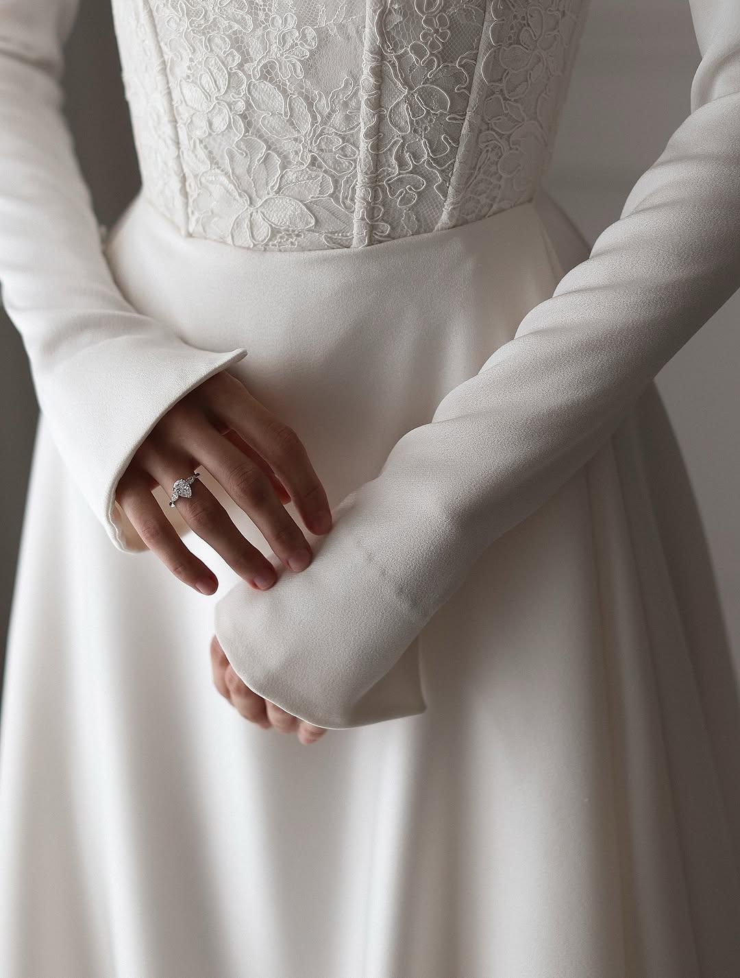 Minimalist High-Neck Satin Bridal Gown with Corset Back