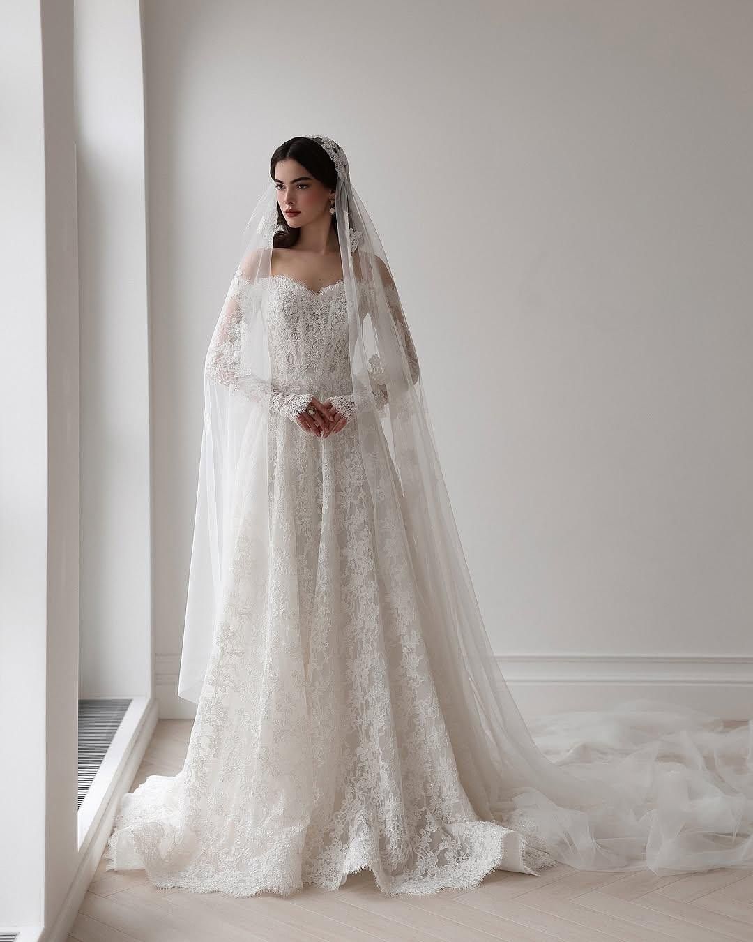 Custom Made Bridal Gown with Lace Detailing